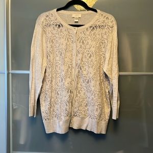 Loft size xl cardigan with lace detail